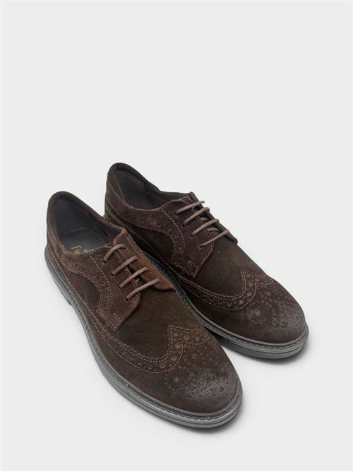 Stringata in camoscio marrone scuro con lavorazione brogue FUNNY DUCK | VR60002CAMOSCIODARK BROWN